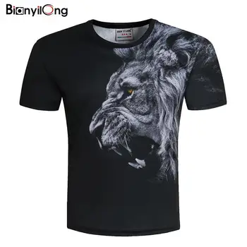 BIANYILONGNew Mados Vyrai/Moterys T-shirt 3d liūtas Spausdinti Sukurta Stilingas Vasaros marškinėliai Prekės Viršūnes Trišakiai Plius Dydis M-5XL