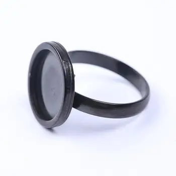 Reidgaller 10vnt žiedas ruošiniai kaip 14mm cabochon nerūdijančio plieno, aukso, juoda reguliuojamas turas 