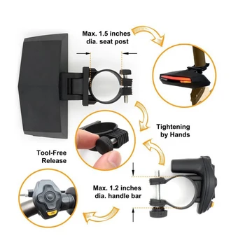 Dviračių uodegos šviesos posūkio signalo-Belaidžio nuotolinio valdymo vandeniui USB įkrovimo kalnų dviračių įspėjamoji lemputė