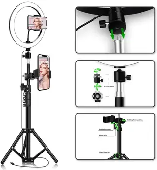 2m Trikojo Su Lempa, Šviesos diodų (Led) Žiedo Fotografijos Apšvietimo Selfie Stick Telefonas Action Camera 