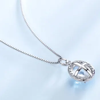 UMCHO 925 Sterlingas Sidabro Karoliai, Pakabučiai, Sukurtas Dangus Mėlynas Topazas Karoliai Moterų Dalyvavimas Jubiliejų Dovana Fine Jewelry