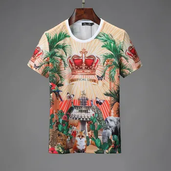 DUYOU Vyrų T-shirt 3D Gėlių ir Gyvūnų Spausdinti trumpomis Rankovėmis T Shirts Vasaros Mens Streetwear Viršūnes Tees Hip-Hop Medvilnės Tshirts