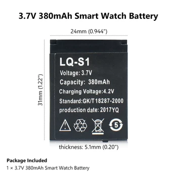 LQ-S1 3.7 V, Li-ion Polymer Baterija Skirta Smart Žiūrėti HLX-S1 GJD DJ-09 AB-S1 M9 FYM-M9 JJY-S1 DZ09 QW09 W8 A1 V8 X6