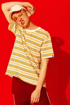 Harajuku Stripe T Shirts 2019 Naujas Vyrų/Moterų Hip-Hop Atsitiktinis Medvilnės Trumpomis Rankovėmis Viršūnes Tees Vasaros Mados Tshirts Juoda Raudona Žalia