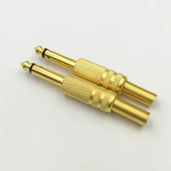 20Pcs Auksą, Padengtą 6.35 mm Male 1/4 Mono Jack Plug Garso Jungtis Lydmetalis Tipas