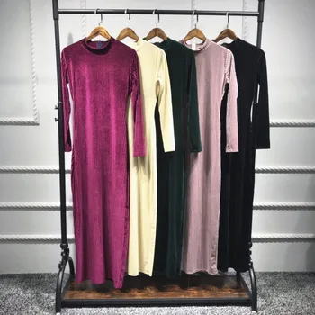 Elegantiškas Musulmonų Maxi Aksomo Suknelė-Megztinis Abaja Moteris Visiškai Kimono Ilgas Chalatas, Chalatai Jubah Artimųjų Rytų Ramadanas Arabų Islamo Malda