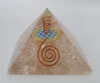 Piramidės Orgonita kvarco Atveju, Balta 7x7cm Feng Shui paverčia teigiamą neigiamą energiją kristalų terapija