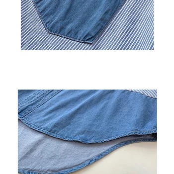 2021 m. Pavasarį Naujas camisa džinsai feminina Marškinėliai medvilnės Moterų ilgomis Rankovėmis moterų džinsinio Marškinėliai prarasti korėjos plius dydžio palaidinė 7256 50