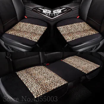 3PCS Nustatyti Automobilio Priekinės Galinės priekinės Sėdynės Pagalvėlė Auto Kėdė Padengti Kilimėlis Leopard Minkštas Pliušinis Pad Universalus 4 spalvų, 5 Sėdynės Raštas