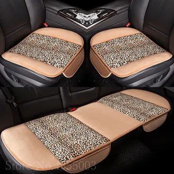 3PCS Nustatyti Automobilio Priekinės Galinės priekinės Sėdynės Pagalvėlė Auto Kėdė Padengti Kilimėlis Leopard Minkštas Pliušinis Pad Universalus 4 spalvų, 5 Sėdynės Raštas
