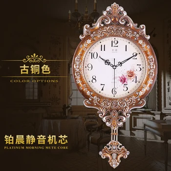 Prabangus Didelis Sieninis Laikrodis Švytuoklinis Derliaus Silent Aukso Sieniniai Laikrodžiai Kambarį Meno Reloj De Sumalti Senovinių Namų Dekoro AC50ZB
