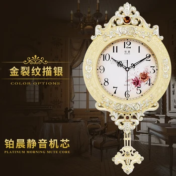 Prabangus Didelis Sieninis Laikrodis Švytuoklinis Derliaus Silent Aukso Sieniniai Laikrodžiai Kambarį Meno Reloj De Sumalti Senovinių Namų Dekoro AC50ZB