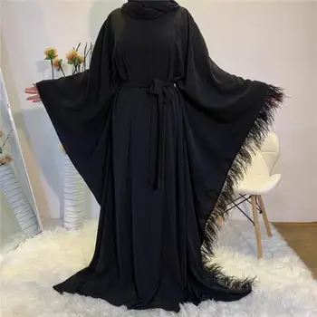 Vėliau Elegantiškas šikšnosparnių rankovėmis Ilgai Musulmonų peignoir moterų musulmonų Suknelė moterų kutas dizaino apsiaustu Dubajus Islamo Turkija abaja F1974