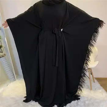 Vėliau Elegantiškas šikšnosparnių rankovėmis Ilgai Musulmonų peignoir moterų musulmonų Suknelė moterų kutas dizaino apsiaustu Dubajus Islamo Turkija abaja F1974