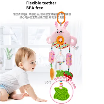 Mobili Lovelę Kūdikiui Pliušiniai Žaislai su Teether Squeaker Skambėjimo Popieriaus Vaikas Iškamšos, vaikiškos lovytės Vaikams Minkštas Kūdikių Barškučių