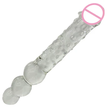 Didelis stiklo dvigubas dildo didžiulis stiklo butt plug analinis granulės dvigubai skverbtis realistiškas penis g taškinio masažo sekso žaislai poroms