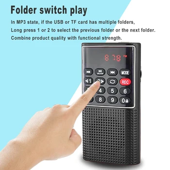Lefon Mini Portable Nešiojamą FM Radijo Skaitmeninis Ekranas Daugiafunkcį TF Speaker USB MP3 Grotuvas Įkrovimo Diktofonas L-328
