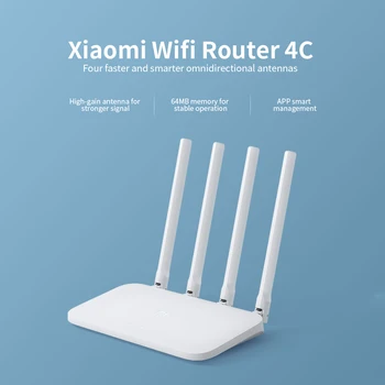 Xiaomi Mi WiFi Router 4C 64MB 300Mbps 2.4 G 4 Antenos Smart APP Kontrolės Didelės Spartos Belaidžio Maršrutizatoriaus WiFi Kartotuvas 