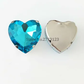Gamyklos pardavimo Ežero mėlynos spalvos Širdies formos AAA Stiklo Kristalų flatback siūti strazdų, 