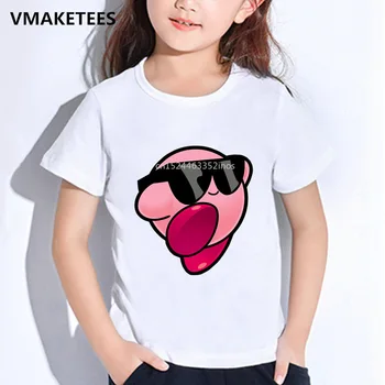 Vaikų Vasaros Mergaičių ir Berniukų marškinėliai Vaikams, Arcade Koliažas Kirby Animacinių filmų Print T-shirt Kirby ' s Adventure Juokinga, vaikiški Drabužiai