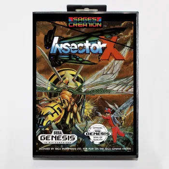 16 bitų Sega MD žaidimas Kasetė su Retail box - Insector-X žaidimą krepšelį Megadrive už Genesis sistema