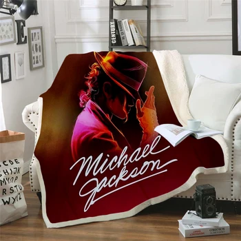 Naujausias Michael Jackson 3d atspausdintas vilnos antklodė, Lovos Pėsčiųjų Iškylą Storio Antklodė Lovatiesė Sherpa Mesti Mados Antklodė