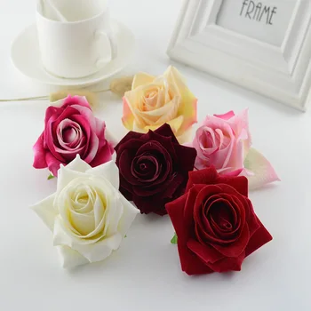 100vnt Dirbtinės gėlės Kokybės flanelė 7CM Kalėdų namuose vestuvių dekoravimas vestuvinės priedai patvirtinimo šilko rožės vadovas