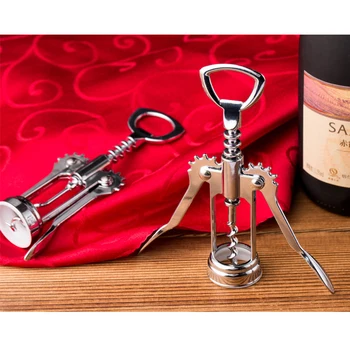 1 vnt. Nešiojamų Nerūdijančio Plieno Raudonojo Vyno Atidarytuvas Sparno Tipo Padavėjo Metalo Vyno Kamščiatraukis Butelių Atidarytuvai Corkscrews Vyno Korkas Pašalinti