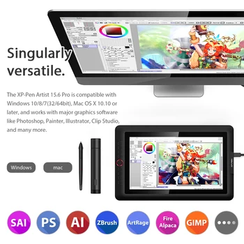 XP-Pen Artist15.6 Pro Piešimo Tablet Grafinis Monitorius Skaitmeninės Animacijos Piešimo Lenta su 60 laipsnių pasvirimo funkcija Meno