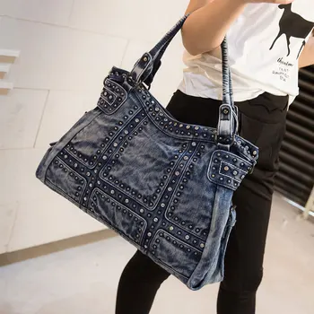 Derliaus Dizaino Mados Džinsinio Audinio Moterų Bag Jeans Pečių Krepšiai, Merginos Rankinės Crossbody Krepšys Moterims 