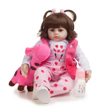 48Cm 55cm Baby Doll, Garbanotais Plaukais Mergina Atgimsta Bamblys Minkšti Silikoniniai Su Medžiaga Įstaiga Tikroviškos Lėlės Žaisti Žaislai Vaikams