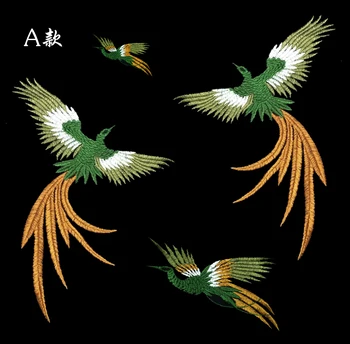 4 Gabalas/ daug Phoenix paukščių derinys siuvinėjimo nėrinių pleistras aplikacijos pasta audinio 