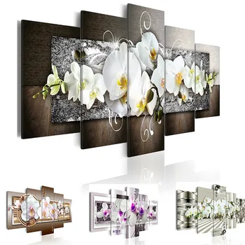 Drobė Spausdinama Plakatas Namų Dekoro 5 Vnt Baltos Gėlės Orchidėjos Tapyba Kambarį Prabangus Fono Paveikslėliai Sienos Meno Įrėminti