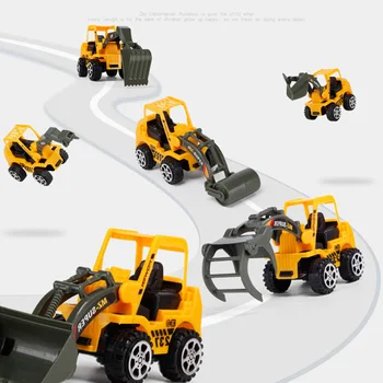 6 Stilių Mini Diecast Plastikinės Konstrukcijos Transporto Inžinerijos Automobilių, Ekskavatorių Modelis Žaislai Vaikams Berniukams Dovana