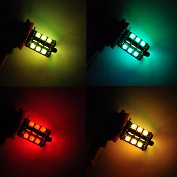AutoEC 1 nustatykite RGB Belaidės Kontrolės 1156 27 SMD 5050 LED Lemputes Posūkio signalo Žibintai, automobilių Stovėjimo aikštelė Atsarginė Lempa Nuotolinio valdymo DC12v #LF86