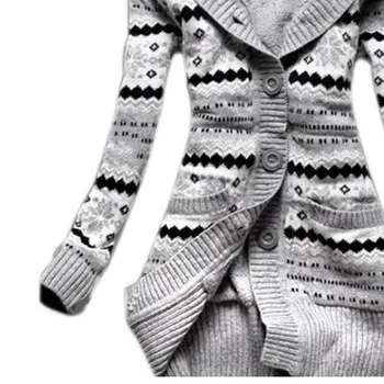 Moterų Žiemos Storio Gobtuvu susagstomi megztiniai Megztiniai, Vilnos Šiltas Kietas Purus Megzti Paltai ilgomis Rankovėmis Trikotažas Viršutiniai drabužiai AIC88