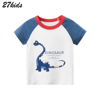 27kids Vasaros Dinozaurų Vaikai, Berniukas ir Mergaitė, Marškinėliai Buy3get2% Medvilnės Baby Vaikiški Drabužiai, Kūdikių Marškinėliai Vasaros 2019 Viršuje Tee Drabužiai