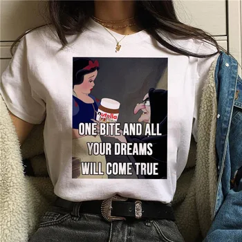 Moterų 90s Harajuku Ullzang Mados Vasaros Nutella Kawaii Print T-Shirt Grafikos Mielas Animacinių filmų Marškinėlius korėjos Stiliaus Viršaus Tees Moteris