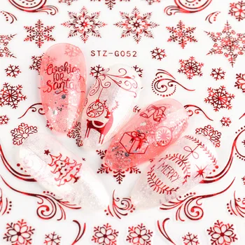 5 serijos Kalėdų nagų lipdukai Rose Gold Žalia Raudona Kalėdų Snaigės Briedžių Medžio Šviesos Nagų 3D Klijais, Nagų Dailės Apdaila