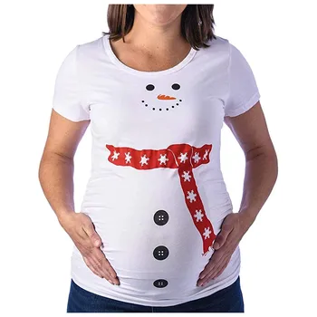 Nėščia Motinystės T Marškinėliai Moterims Mielas Kalėdų Senį Animacinių filmų Motinystės T Shirts Nėštumo Tee Viršūnes Kalėdos Drabužių Plius 3XL