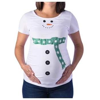 Nėščia Motinystės T Marškinėliai Moterims Mielas Kalėdų Senį Animacinių filmų Motinystės T Shirts Nėštumo Tee Viršūnes Kalėdos Drabužių Plius 3XL