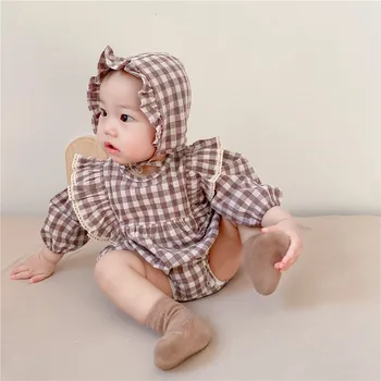 Pavasarį patelės baby nėrinių ilgomis rankovėmis pledas nėrinių Romper laipiojimo drabužius baby girl drabužiai