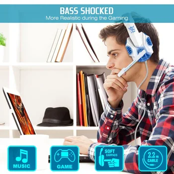 Naujas Žaidimų HeadsetProfessional Laidinio Žaidėjus Ausinių Deep Bass Stereo Garsas su Mic Triukšmo Panaikinimo PC nešiojamas kompiuteris