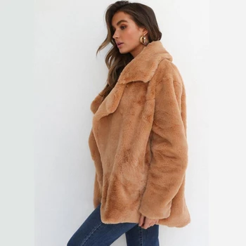 Sexy Moteris 2019 Žiemą Šiltas Meškiukas Fleece Striukė Stilingas Kietas Šalis Paltas Viršūnes Negabaritinių Lauko Paltai S-XL