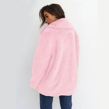 Sexy Moteris 2019 Žiemą Šiltas Meškiukas Fleece Striukė Stilingas Kietas Šalis Paltas Viršūnes Negabaritinių Lauko Paltai S-XL