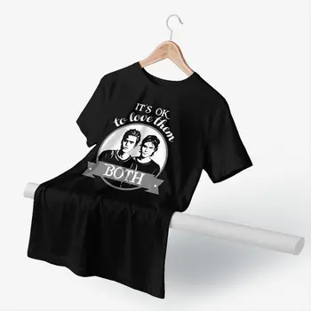 Vampyro Dienoraščiai Marškinėliai Myliu Juos Abu Salvatore Brolių T-Shirt Juokinga Trumpas Rankovėmis Tee Marškinėliai Marškinėlius