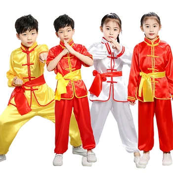 100-180cm Tradicinę Kinų naujieji Metai Kostiumai Wushu Kung Fu Vienodas Vaikų Suaugęs Žmogus Berniukai Tango Kostiumas Taekwondo Veiklos