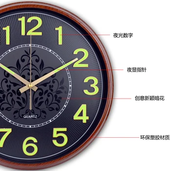 Klasikinis Paprastas Sieninis Laikrodis Led Silent Miegamasis Šviesos Kalendorius Sieniniai Laikrodžiai Švyti Tamsoje Reloj De Cocina Apdailos AA50WC