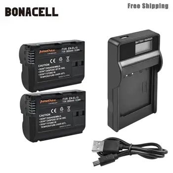 Bonacell 2800mAh EN-EL15 ENEL15 LT EL15 Fotoaparato Baterija+LCD Kroviklis, Skirtas 