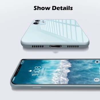 Aikštėje Grūdintas Stiklas Atveju iPhone, 11 Pro Max XS XR X Skystu Silikonu Padengti 